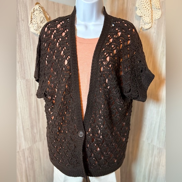 Jones New York Chocolate Knit Top Cardigan - Picture 1 of 5